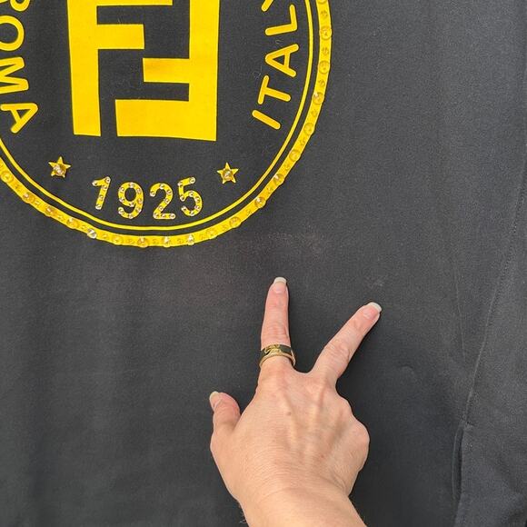 Fendi Black Roma 1925 Logo Crewneck Sweatshirt Women’s L - Picture 4 of 16